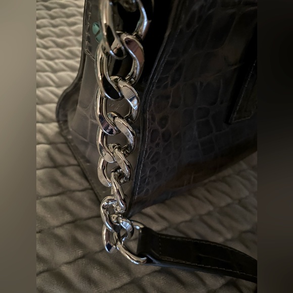 MICHAEL KORS Embossed Leather Gray Crocodile Hamilton Medium Satchel - Picture 4 of 8